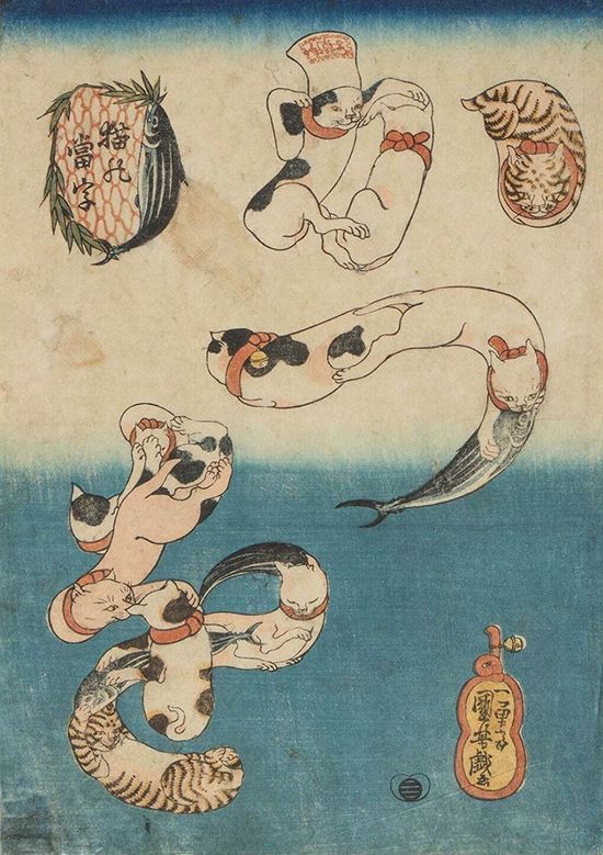 bijutsufan's tweet photo. 歌川国芳『猫の当字 かつを』個人蔵

うらわ美術館（埼玉）にて「Ukiyo-e 猫百科 ごろごろまるまるネコづくし」開催中です。
2026年7月11日（土）～2026年8月30日（日） https://t.co/pY0tR4bt7Q