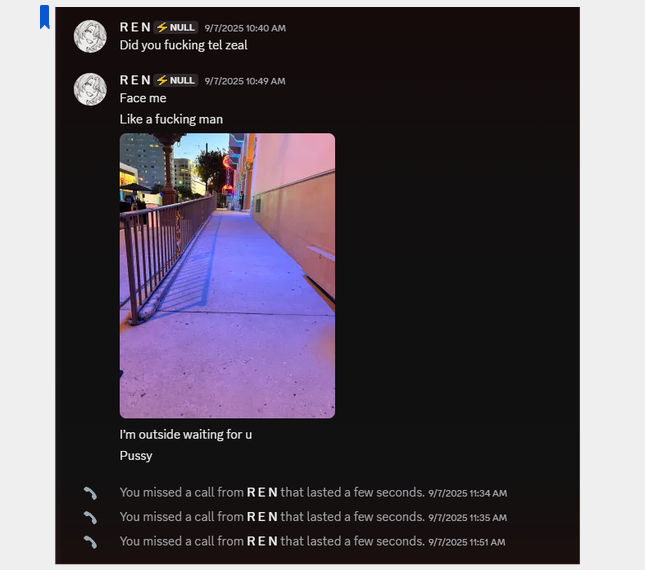 Pand3m0nium30's tweet photo. We have genuinely lost the plot here.

WE CANNOT BE FUCKING SERIOUS RIGHT NOW REN. 
You literally, LITERALLY spread the news of you and zeal having sex but you blame CYBORG IN CALL FOR IT?! AND THEN YOU WANTED TO FUCKING ASSAULT HIM. https://t.co/tvrbz7I02t