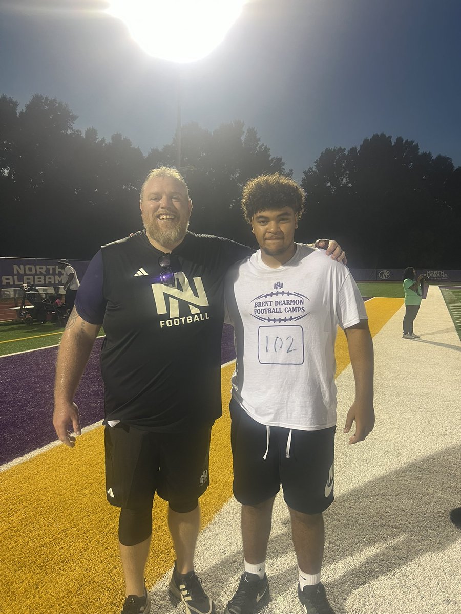 CoachJMcGuire's tweet photo. Great camp at @UNAFootball for @GrissomTigers.  Enjoyed @coachJClegg working like it was playoff time with the OL! Not just a camp they got coached up! Looking forward to big things with this staff @BrentDearmon  #RoarLions https://t.co/MzSBC8gre4