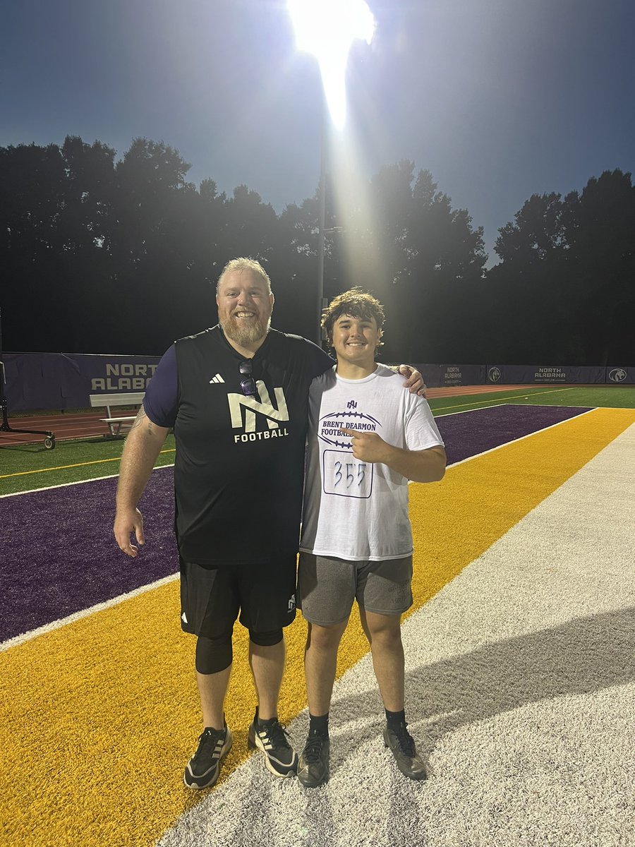 CoachJMcGuire's tweet photo. Great camp at @UNAFootball for @GrissomTigers.  Enjoyed @coachJClegg working like it was playoff time with the OL! Not just a camp they got coached up! Looking forward to big things with this staff @BrentDearmon  #RoarLions https://t.co/MzSBC8gre4