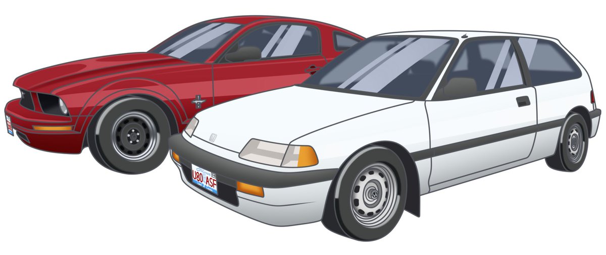 CrownVicCopCar's tweet photo. Honda Civic and V6 Mustang https://t.co/wU7PkdR7kA