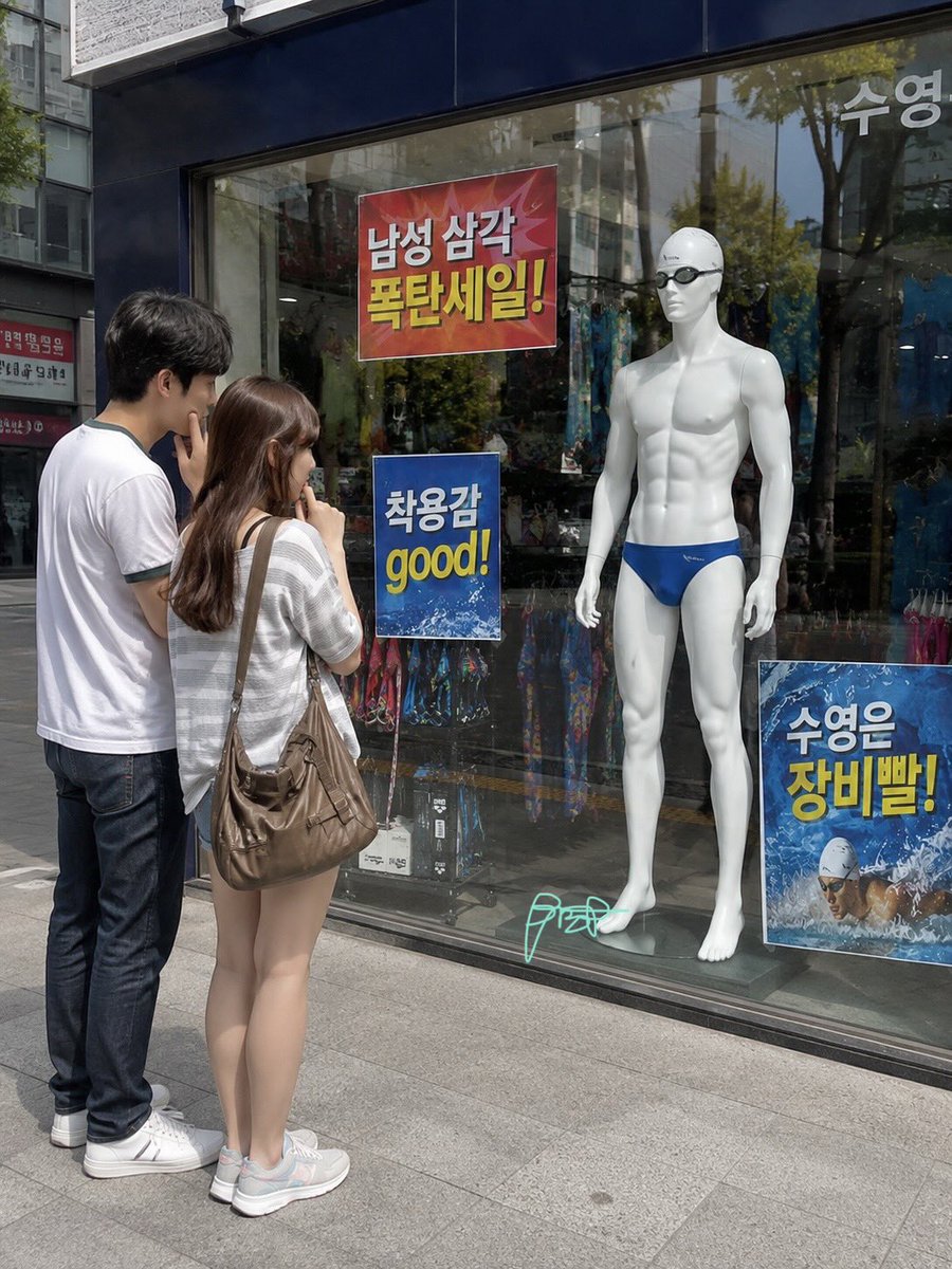 Linelesscharger's tweet photo. 나의 상상 혹은 예측 시나리오. 2-1편

시기 :
2010년대 초반

장소 :
한국, 도로변에 있는 수영복매장

상황 :
20대 커플이 삼각수영복을 입은 마네킹이 있는 수영복매장을 쳐다봄

한줄평 :
수영복매장에 있는 대표 마네킹의 수영복은 삼각수영복인 시절!! 🩲👍

#삼각수영복 #vパンツ https://t.co/RTlRwg9YQe