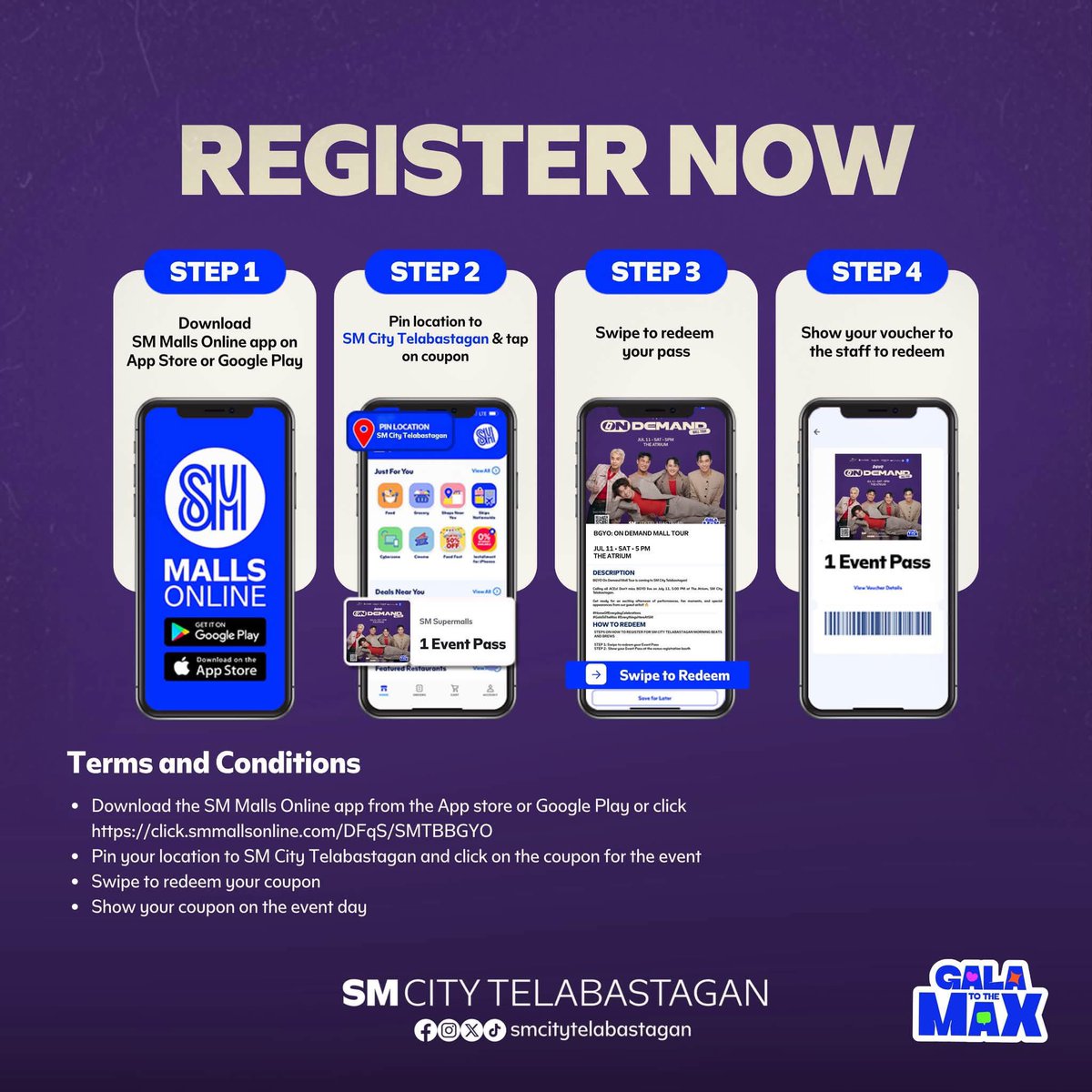 TeamACESph's tweet photo. FREE ang BGYO? YES NA YES! 

Ano pang hinihintay n'yo? Tara na sa SM Telebastagan mamaya at samahan nating gawing unforgettable ang araw kasama ang BGYO! 

🎟️ FREE ADMISSION! Register here: 🔗 https://t.co/y27ddf6SnJ

Kita-kits, ACEs! 

#BGYO #BGYO_OnDemandEP https://t.co/ktvCyNXaSq