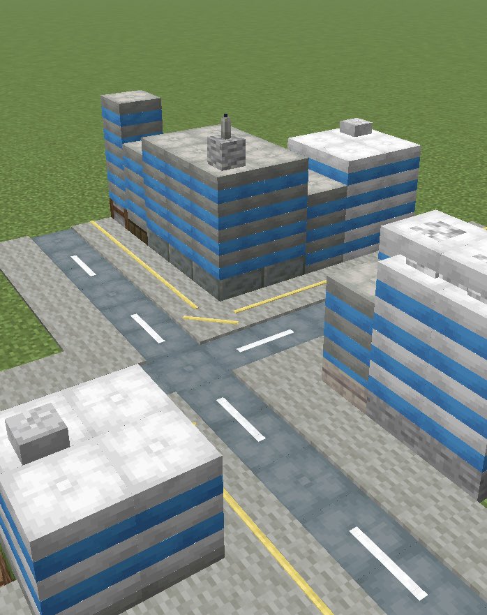 tasstar77's tweet photo. マイクラ新要素 クッションでの建築アイデア
ビルと道路をクッションで作ってます
しかもMOD無しの完全バニラ
マジで汎用性高すぎる...！
 #マイクラ
 #マインクラフト建築コミュ https://t.co/wMQTRX3awY