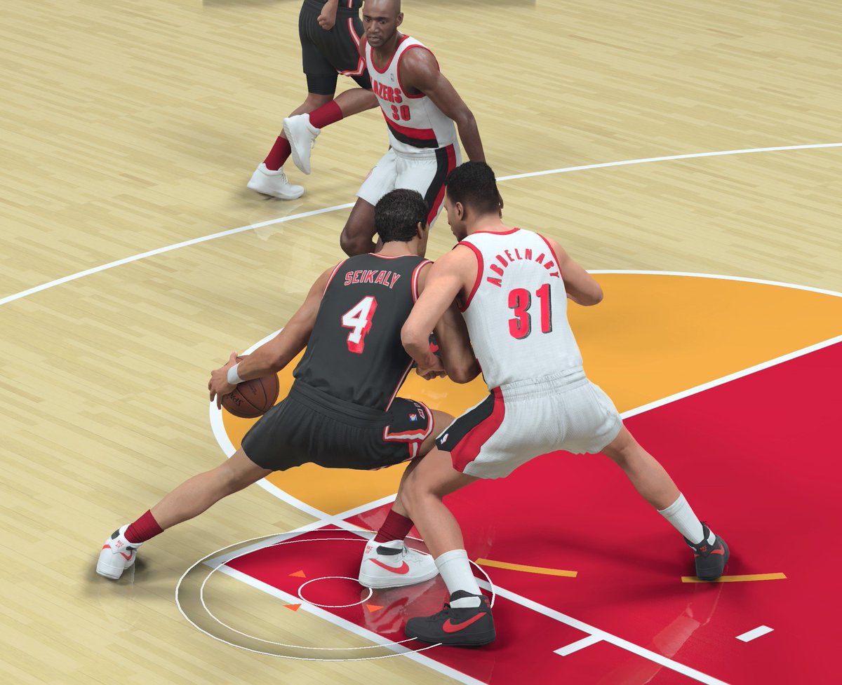 2KWizApp's tweet photo. From Beirut 🇱🇧 and Cairo 🇪🇬, Rony “The Spin Doctor” Seikaly and Alaa “The Alphabet” Abdelnaby are the first two Arabs to ever play in the NBA. #2KWiz honors these two legends by taking you on a nostalgic journey back to 1991-92: Miami Heat vs. Portland Trail Blazers in NBA 2K26 🏀