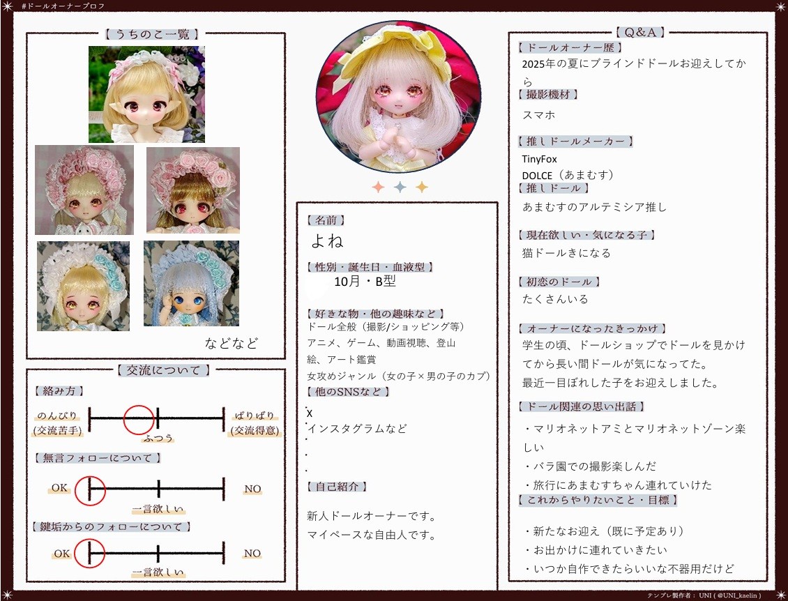 nemuinyo's tweet photo. #ドールオーナープロフ 
#ドールオーナーさんと繋がりたい 
#うちのこかわいい 
プロフ書きました。よろしくお願いします。 https://t.co/ORnyu2GVFv
