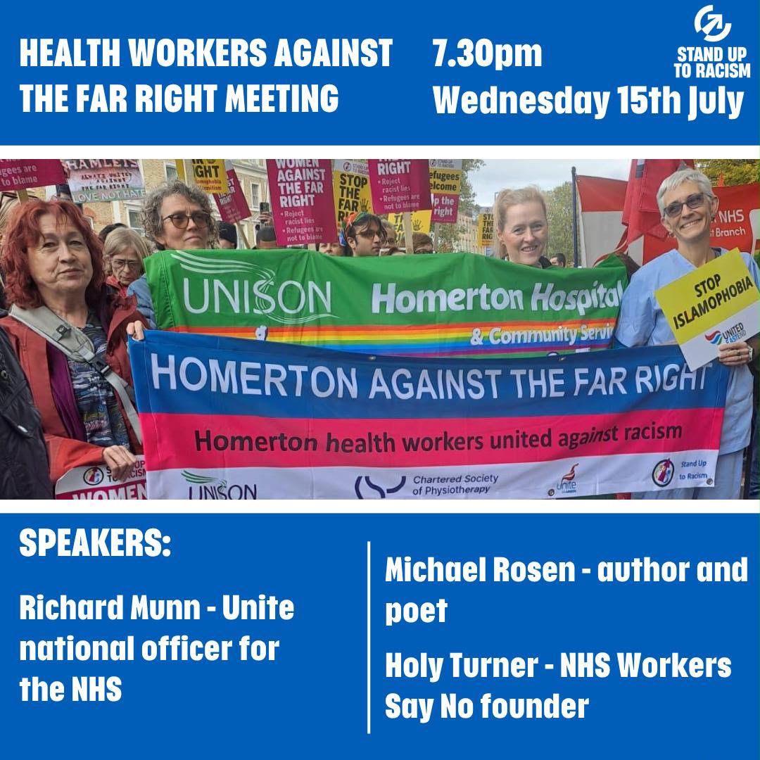 psycholdham's tweet photo. How health workers can help to turn the tide against the far right.
Come to this online meeting!
Wednesday 15th July 7 30pm 
https://t.co/OW0r6InPPi https://t.co/z1KYzqtPuw