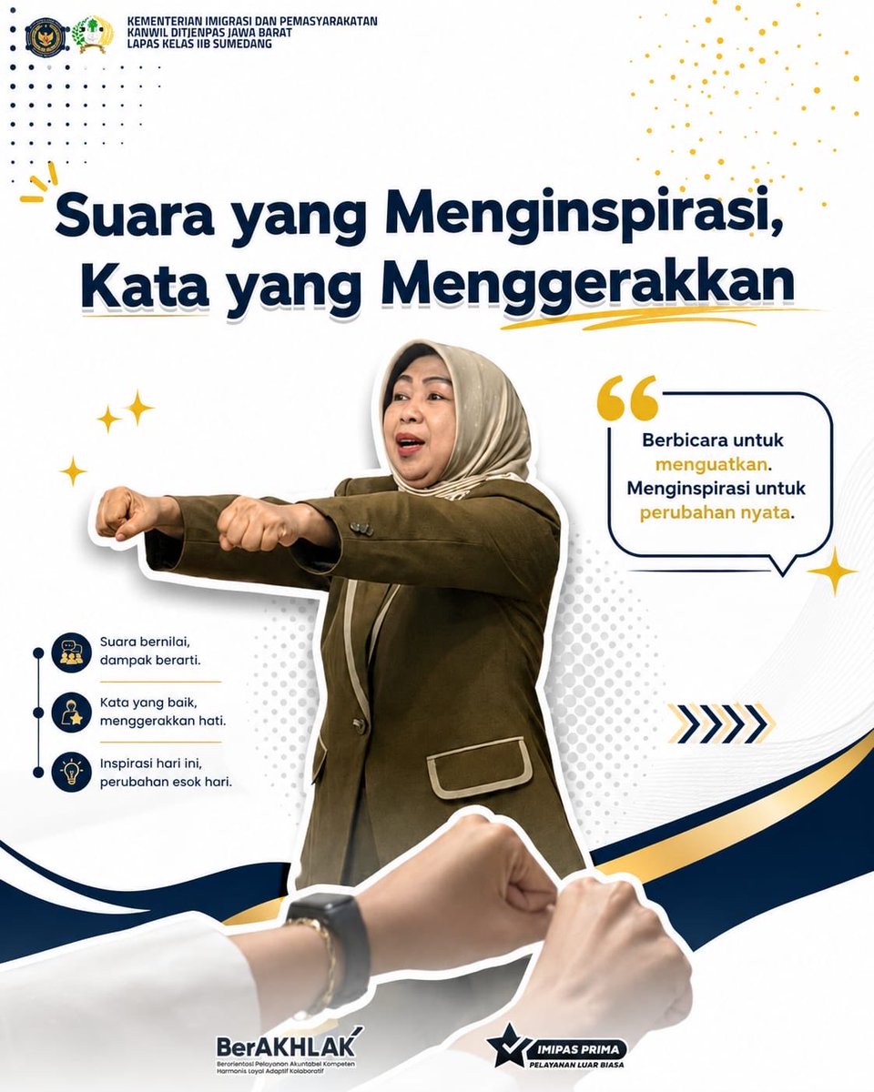 lapas_sumedang's tweet photo. *SUARA YANG MENGINSPIRASI,KATA YANG MENGGERAKKAN*

#kemenimipas
#guardandguide
#ditjenpas
#kanwilditjenpasjabar
#lapassumedang
#pemasyarakatan https://t.co/iKxkicwwWP