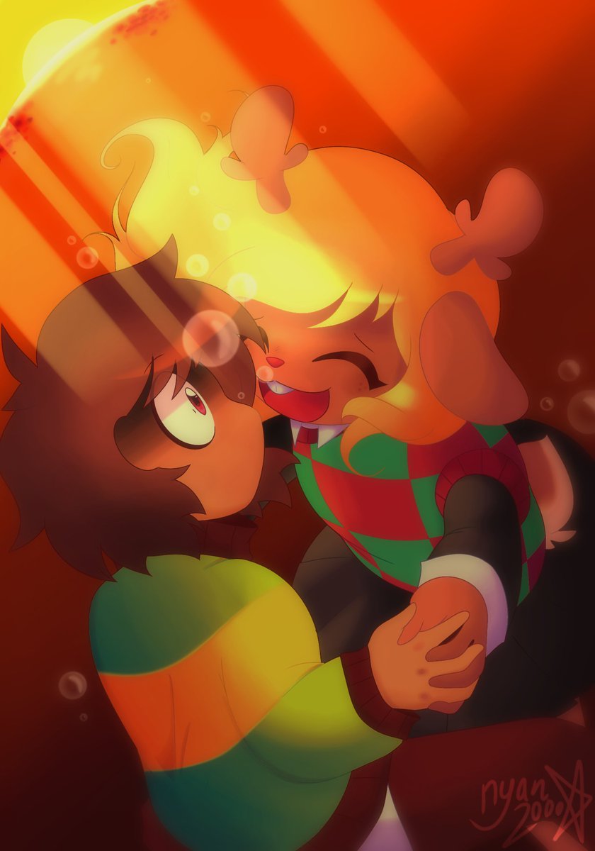 nyan2000art's tweet photo. deltarune chapter 5 weird route spoilers 
.
.
.
.
.
let's go to heaven 
#deltarune #deltarunefanart #noelleholiday #krisdreemurr #kriselle https://t.co/zkwo9UJaT9