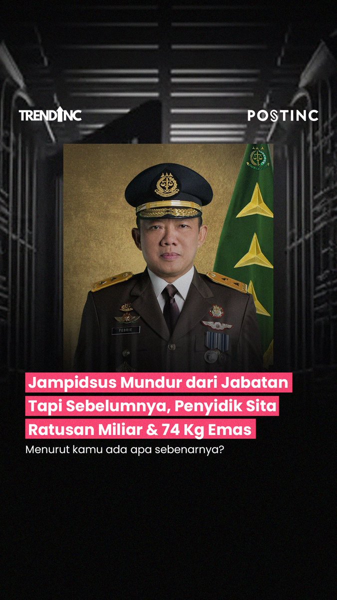 postinc_id's tweet photo. Jampidsus Mundur dari Jabatan. Tapi sebelum itu, penyidik lebih dulu menyita uang ratusan miliar dan 74 kg emas. Jadi, sebenarnya ada apa? 👀

#jampidsus #febrieadriansyah #postinc #trendinc #74kgemas https://t.co/0TSgKfIhWL