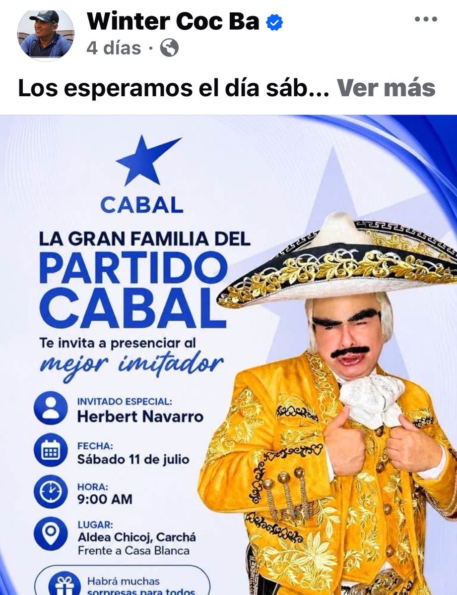 5toPoderSM's tweet photo. LOS NARCOS DE CABAL PROGRAMAN COMPRAR AFILIADOS CON RIFAS EN ALTA VERAPAZ 

#INFORMACION CLASIFICADA 

El narcotraficante exalcalde Winter Coc Ba, socio de Christian Estuardo Vaides Fion, capturado en Colombia con orden de extradición a Estados Unidos; pretende ser diputado comprando afiliados. 

Coc Ba, el mojado que llegó a Estados Unidos de coyote, está ofreciendo miles de regalos enfrente de su vivienda a la que le denominó Casa Blanca, porque se quedó traumado con los gringos. 

“Los esperamos el día sábado 11 de julio alas 9 de la mañana en la afiliación y capacitación del partido cabal en la aldea Chicojl en frente la casa blanca, en San Pedro Carchá dice el anuncio que se ha promocionado por varios días.

Los anuncios son ilegales por los sorteos gratis que se realizaran este sábado. 

RECOGER POR TODOS LADOS 

La organización del narco exalcalde pretende utilizar los guardaespaldas de Coc Ba, para llegar a recoger, si se dejan, a campesinos de varias   comunidades en camiones para llevarlos como ganado al mitin donde estará el drogo narco de Roberto Arzu. 

La meta de los narcos sería reunir alrededor de 12 mil afiliados, e incluso se menciona que podrían llegar hasta las 20 mil personas.

DESDE SINALOA PARA AV 

El dueño del partido Cabal, Luis Aguirre la Yegua llevará desde Sinaloa México al cantante Luis Alfonso Partida Cisneros alias El Yaki, reconocido por cantar corridos a narcotraficantes. 

REGALOS ILEGALES 

Según la Ley Electoral y de Partidos Políticos es prohibido hacer regalos para comprar afiliados, al tiempo de realizar campaña política anticipada, penado según el TSE, con la no inscripción de los responsables, esto incluiría a toda la cúpula del narcopartido Cabal y de Coc Ba. 

CONTINUARÁ…