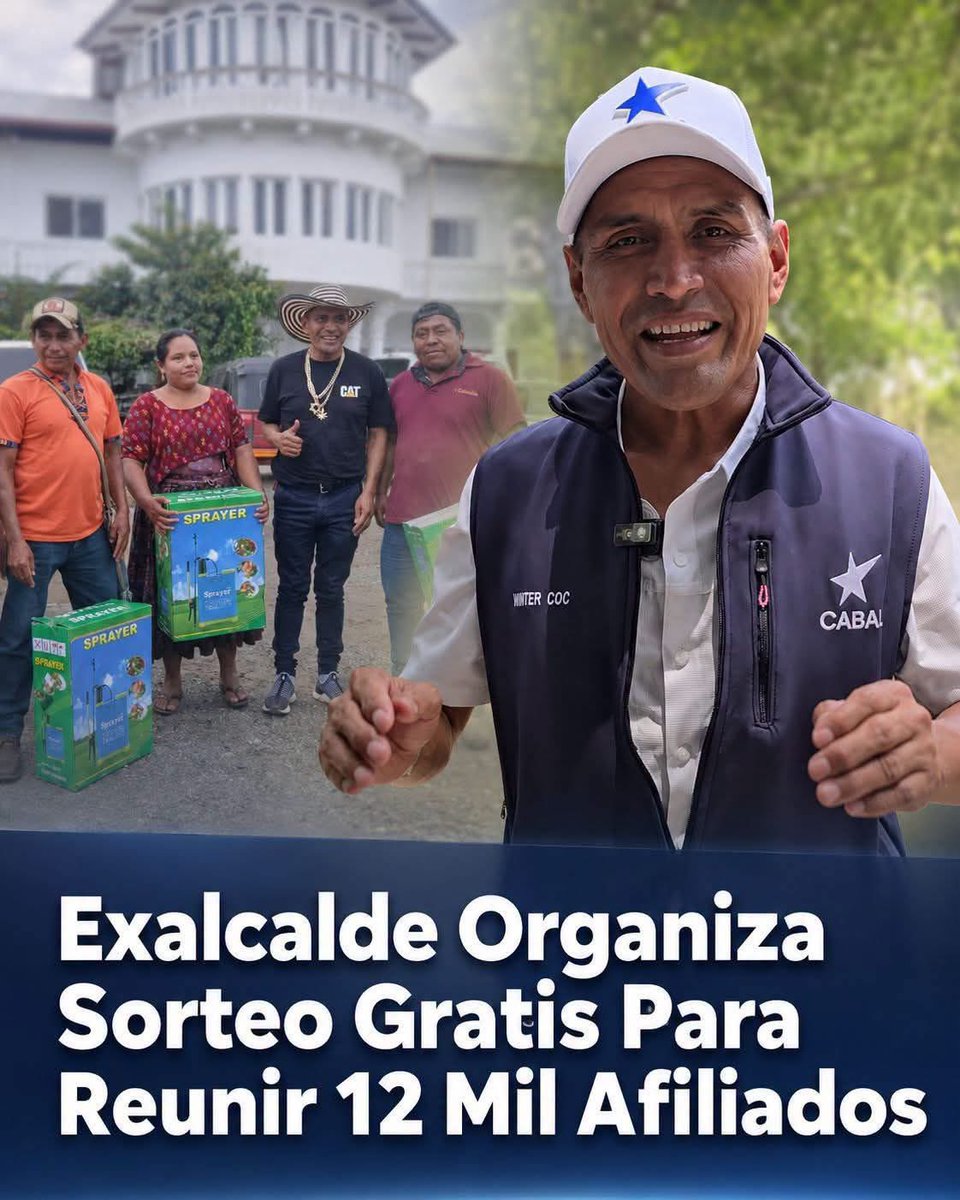 5toPoderSM's tweet photo. LOS NARCOS DE CABAL PROGRAMAN COMPRAR AFILIADOS CON RIFAS EN ALTA VERAPAZ 

#INFORMACION CLASIFICADA 

El narcotraficante exalcalde Winter Coc Ba, socio de Christian Estuardo Vaides Fion, capturado en Colombia con orden de extradición a Estados Unidos; pretende ser diputado comprando afiliados. 

Coc Ba, el mojado que llegó a Estados Unidos de coyote, está ofreciendo miles de regalos enfrente de su vivienda a la que le denominó Casa Blanca, porque se quedó traumado con los gringos. 

“Los esperamos el día sábado 11 de julio alas 9 de la mañana en la afiliación y capacitación del partido cabal en la aldea Chicojl en frente la casa blanca, en San Pedro Carchá dice el anuncio que se ha promocionado por varios días.

Los anuncios son ilegales por los sorteos gratis que se realizaran este sábado. 

RECOGER POR TODOS LADOS 

La organización del narco exalcalde pretende utilizar los guardaespaldas de Coc Ba, para llegar a recoger, si se dejan, a campesinos de varias   comunidades en camiones para llevarlos como ganado al mitin donde estará el drogo narco de Roberto Arzu. 

La meta de los narcos sería reunir alrededor de 12 mil afiliados, e incluso se menciona que podrían llegar hasta las 20 mil personas.

DESDE SINALOA PARA AV 

El dueño del partido Cabal, Luis Aguirre la Yegua llevará desde Sinaloa México al cantante Luis Alfonso Partida Cisneros alias El Yaki, reconocido por cantar corridos a narcotraficantes. 

REGALOS ILEGALES 

Según la Ley Electoral y de Partidos Políticos es prohibido hacer regalos para comprar afiliados, al tiempo de realizar campaña política anticipada, penado según el TSE, con la no inscripción de los responsables, esto incluiría a toda la cúpula del narcopartido Cabal y de Coc Ba. 

CONTINUARÁ…