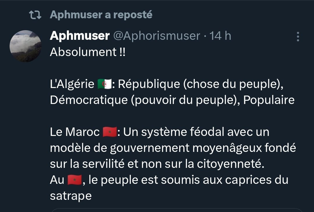 el_shemsse's tweet photo. @Aphorismuser @MPGLaurent Les Algériens pourquoi vous avez la haine comme ça ? Pourquoi vous la cultivez ? C'est génétique chez vous ? Que se passe t'il ? https://t.co/XJNmy1ctrR