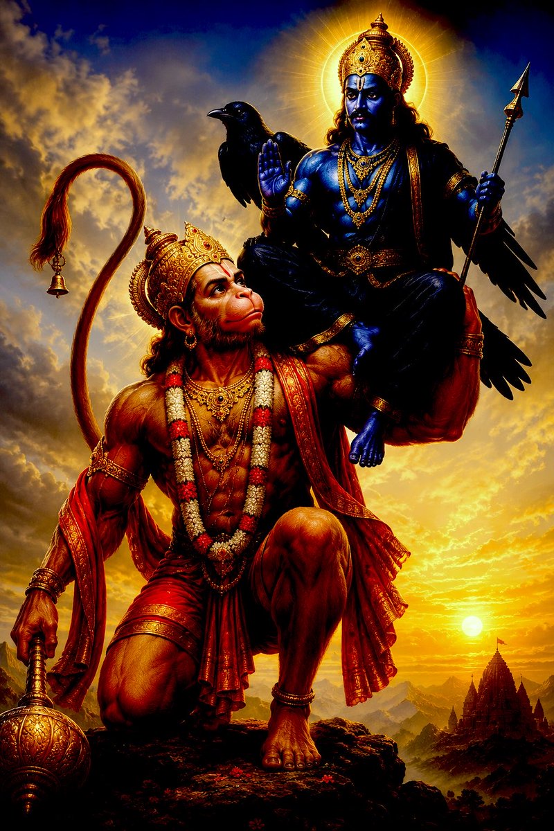 Sumita327's tweet photo. Why is Hanuman Ji considered the greatest remedy for Bhagwan Shani’s influence..? 🔥

Millions recite the Hanuman Chalisa every Saturday.

But very few know the beautiful story behind this tradition
and the promise Shani Deva made to Hanuman Ji…

A 2-minute thread. Rad it..! 👇

The reason may surprise you - 
a tradition that has inspired devotees for generations.