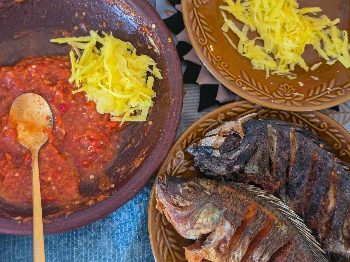 danskuss's tweet photo. dah bangun ges, baru kelar mengulek sambel sendiri (proud) 😼

pake cabe dan mangga hasil kebun sendiri 
😎🤏

ikannyaa beli di tambak deket rumah~ 🐟

masuknyaa brunch kali yaa ini 😁

gak cuman Om Adit yg bisa pamer sambel 😋 https://t.co/zjJKBCb5qv