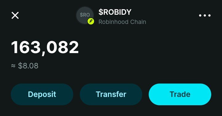 AbirCS's tweet photo. @robidyapp Dropped 163082 $ROBIDY to Genesis #NFT Holders Which were minted yesterday. Im Impressed. 

#ROBIDY #Robinhoodchain https://t.co/aexje91vch