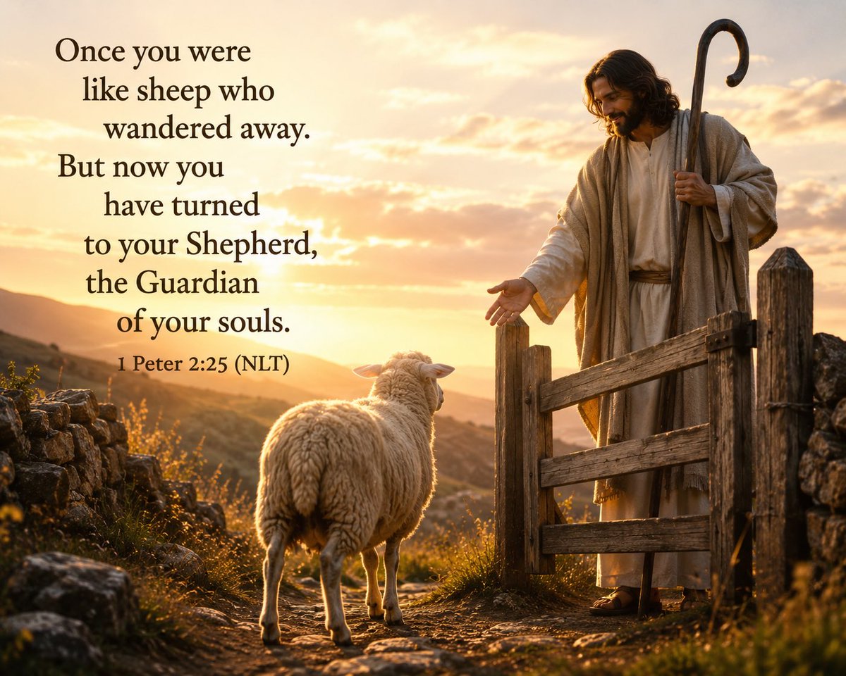 albert70x7's tweet photo. Once you were 
    like sheep who 
    wandered away. 
But now you 
    have turned 
    to your Shepherd, 
    the Guardian 
    of your souls.
1 Peter 2:25 (NLT)

#Jesus #Christianity #Faith #Bible #HolySpirit