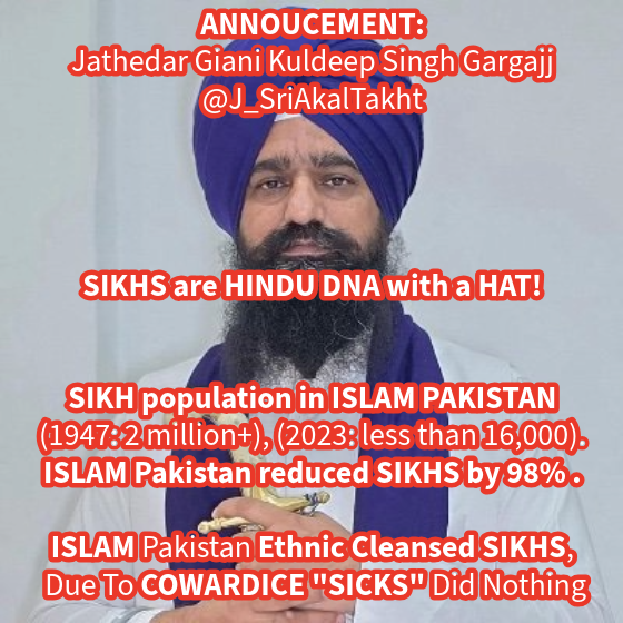 AaronNatha50009's tweet photo. SIKHS are HINDU DNA with a HAT! @J_SriAkalTakht https://t.co/cJ9ljEBxxw