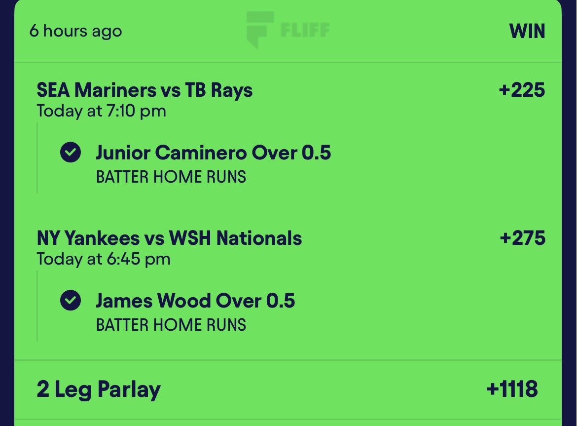 337picks's tweet photo. beautiful dubs in the cord 🔥✅ @luhxoarchive cashed us out w these nice homerun parlays ☄️ and @journey2locks on the moneyline parlay 💰

catch more of our plays here in the free discord: https://t.co/UaG8AmXJB6

James Wood x Junior Caminero x Rafael Devers x Yordan Alvarez 👑

#sportsbettingx #gamblingx #mlb #repbx #ATOBTTR #raysup