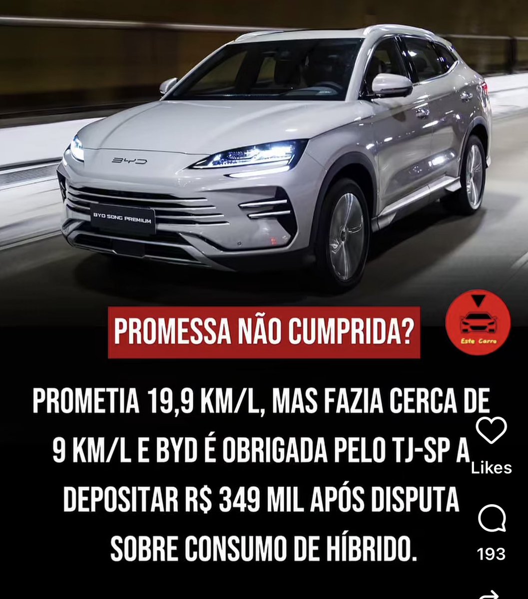 RafaelFontana's tweet photo. O BYD híbrido bebe mais que um Opala 6 Canecos. https://t.co/CNJvNlE6q2