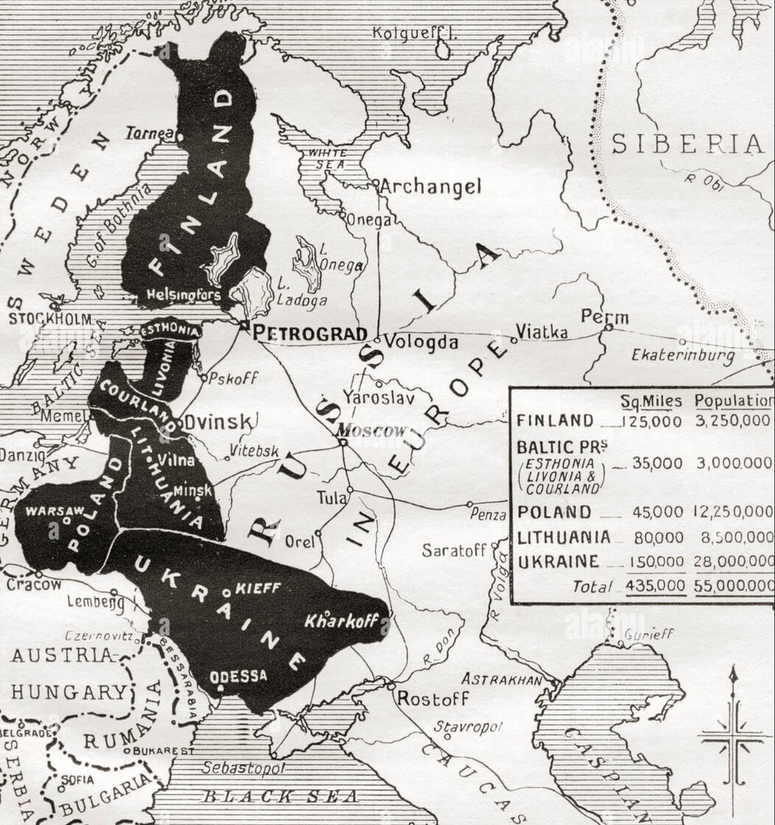 HistoryBoomer's tweet photo. The Treaty of Versailles was only "harsh" if you ignore context.

The Germans themselves first imposed the brutal Treaty of Brest-Litovsk (March 1918), 15 months before Versailles. Russia lost 1 million sq miles  (Finland, Ukraine, Poland, Baltic States, and parts of the Caucasus), half of its industry, and a third of its population.

As for the West, Germany's Chancellor Bethmann Hollweg's September Program imagined just as harsh a treaty for France after her (hoped-for) defeat. In addition to confiscating border territories, they would impose a crippling indemnity. Belgium and Luxembourg would also be absorbed into Germany.

The Germans lost, so their dreams of conquest never came to pass. (And, after their surrender, they were forced to give up their Russian territories.)

The truth is, after four years of horror, whoever won was going to try to stick it to the losers. Politically, it would have been impossible to tell citizens who had suffered for those years, "Hey, we're now going to go easy on our enemies!" As it is, Versailles was kinder to Germany than Germany was to Russia (and kinder than Germany probably would have been to France).