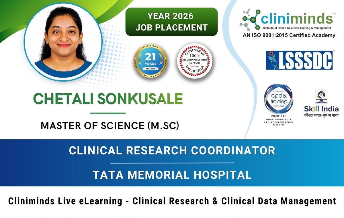 CXliniminds's tweet photo. 🎉 Congratulations to Chetali Sonkusale! 🎉
☎️ +91-9560102589 📧 info@cliniminds.com
#msc #bsc #clinicalresearch #datamanagement #elearning #placement https://t.co/2ORr6icFOj