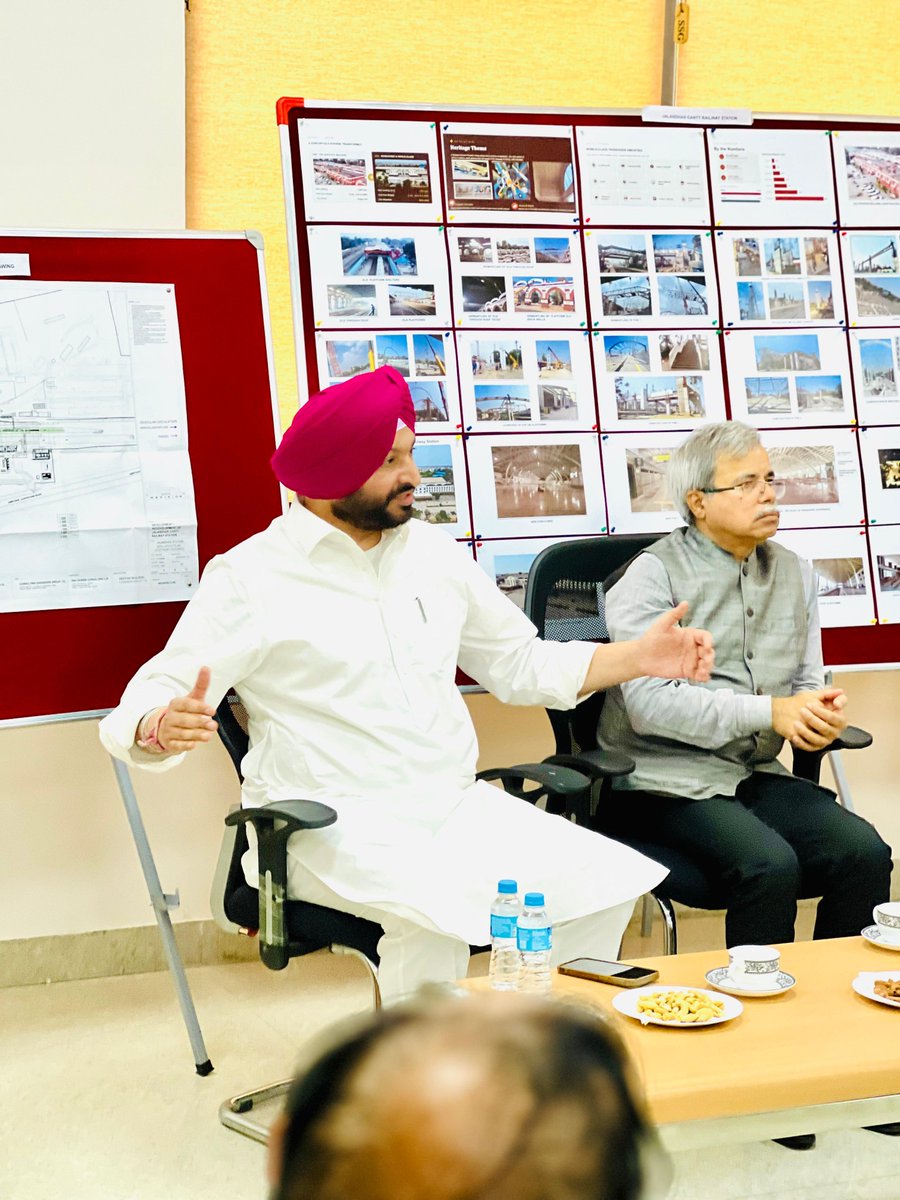 RavneetBittu's tweet photo. Conducted a detailed site inspection at Jalandhar cantt raiwlay station. A strategic coordination meeting with top officers from the Railways, Police, NHAI, and various administrative departments was also held ahead of Hon'ble PM Shri Narendra Modi Ji's much-anticipated visit. Punjab is ready to welcome our Prime Minister. 🇮🇳🚆 
@narendramodi @AshwiniVaishnaw @railminindia
#JalandharCantt #RailwayDevelopment #Punjab #NarendraModi