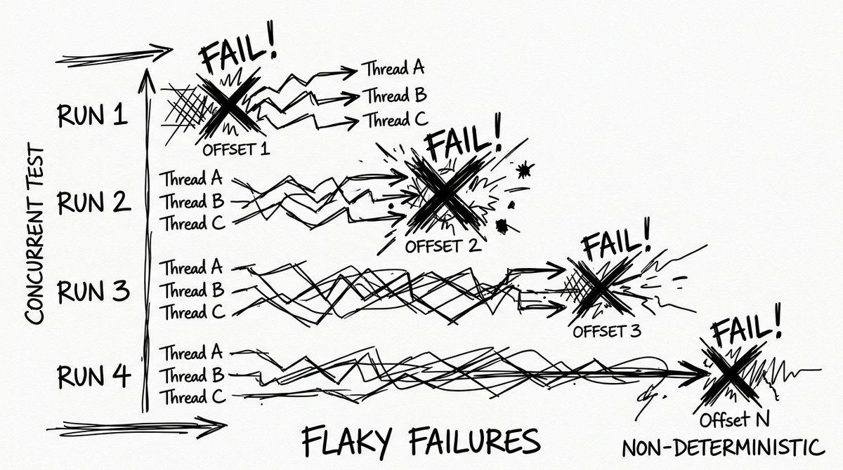callmegowtham's tweet photo. My test passed.
I ran it again out of paranoia. It failed at offset 970,898.
I ran it a third time. It failed somewhere else.
Here's the concurrency bug that took me 3 weeks to trust I actually understood https://t.co/aUd6IaR8Hc