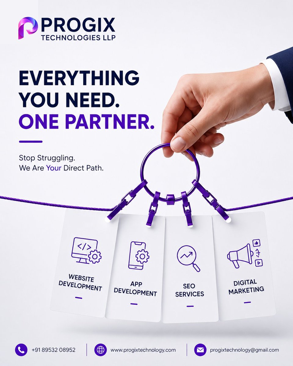 ProgixT82027's tweet photo. One business.
One vision.
One technology partner.

At PROGIX TECHNOLOGIES LLP, we help businesses grow with:

🌐 Website Development
📱 App Development
🔍 SEO
📈 Digital Marketing
Let's build your digital future.
📧 progixtechnology@gmail.com
📞 India: +91 89532 08952
📞 USA: +1 (916) 702-8905
🌐 https://t.co/fsMx2pehyR

#ProgixTechnologies #DigitalSolutions #WebDevelopment #SEO #DigitalMarketing