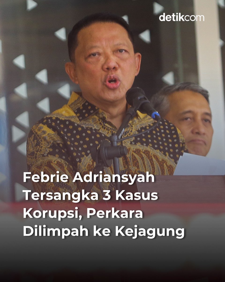 detikcom's tweet photo. Febrie Adriansyah menjadi tersangka baru dalam penyidikan tiga perkara dugaan korupsi yang kini dilimpahkan ke Kejaksaan Agung. 

>> https://t.co/REevAumMH1 https://t.co/IOb1M8PPoL