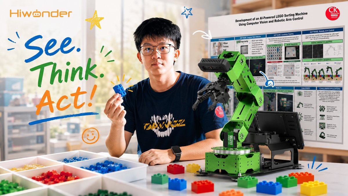 HiwonderSteam's tweet photo. Students from an Indonesia School Build an AI LEGO Sorting System with Hiwonder JetArm. Full Story Here👉 https://t.co/0GOKa6SVK4
#ROS #Roboticarm #robotics #robot #coding #NVIDIAJetson #STEAMEducation #TechFun #CodeSmart #opensource #programming #roboticseducation #AIlearning https://t.co/Dl1PUz2iHN