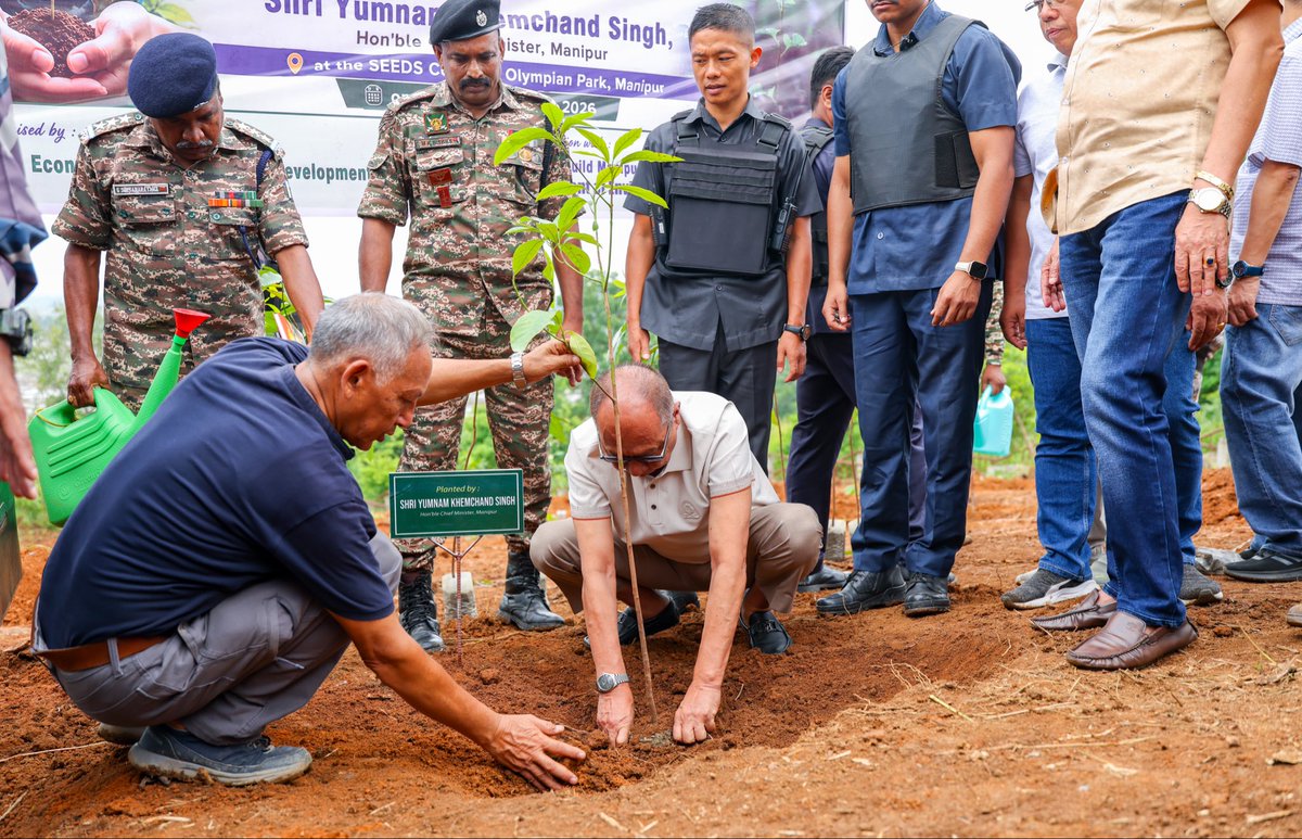 YKhemchandSingh's tweet photo. Honoured to launch the Uningthou Uyok at the SEEDS Complex, Olympian Park, Sangaithel. The programme, jointly organised by SEEDS, the Editors’ Guild Manipur and the Department of Environment & Climate Change, included a tree plantation drive, inspection of Manipur Olympian Park, and a review meeting on conserving Manipur’s State Tree.

We reaffirmed our commitment to strengthening conservation efforts and encouraging greater public participation to protect this invaluable ecological, cultural and natural heritage for future generations. 🌳 #UningthouUyok #GreenManipur #EnvironmentalConservation