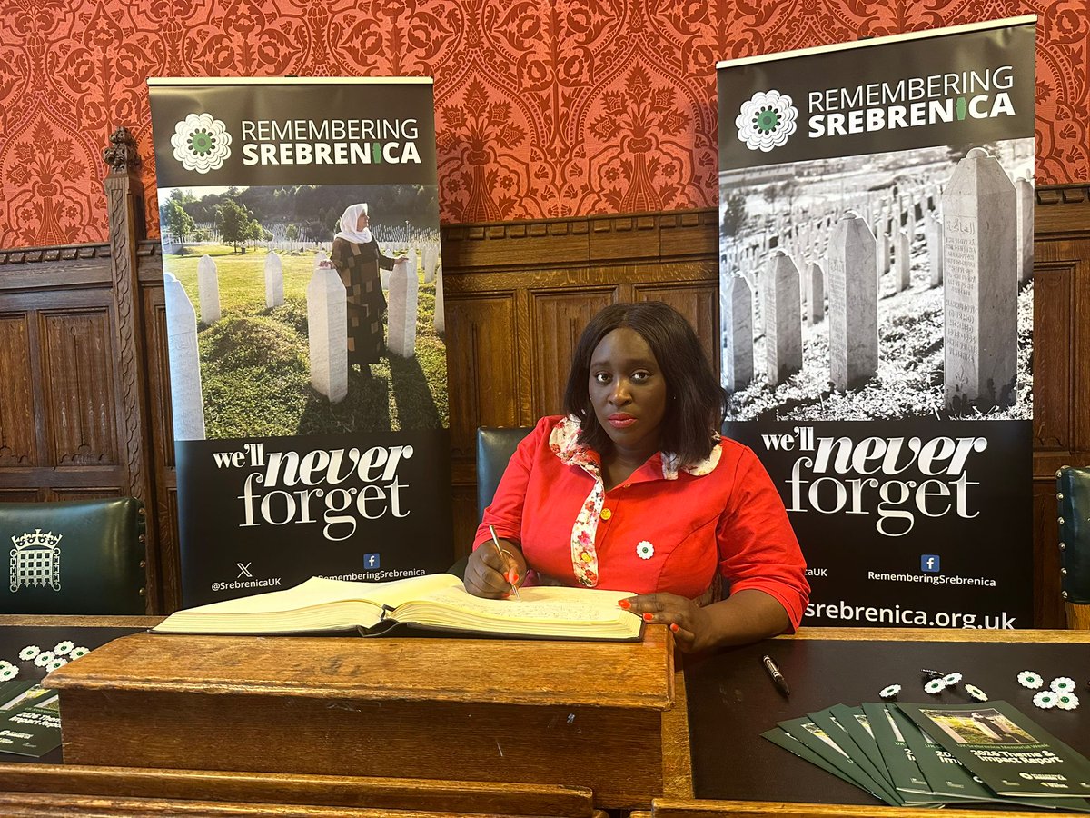 abenaopp's tweet photo. Today, on Srebrenica Memorial Day 2026, we remember the victims of the genocide and reaffirm our commitment to challenging hatred and building a more inclusive future.

I was honoured to sign the Book of Remembrance in memory of all those murdered at Srebrenica in July 1995. https://t.co/fkdk6URtXo