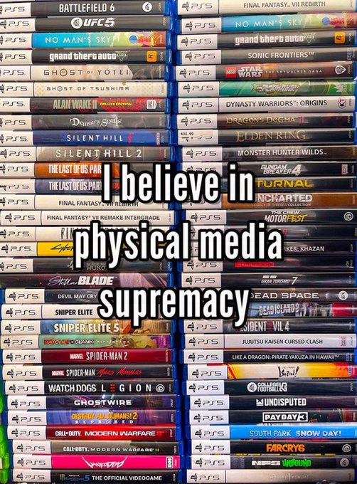 Xander397's tweet photo. @PlayStation Hey @PlayStation. I wanted to remind you that we funking hate you for killing physical games. https://t.co/8i62FTxgdr
