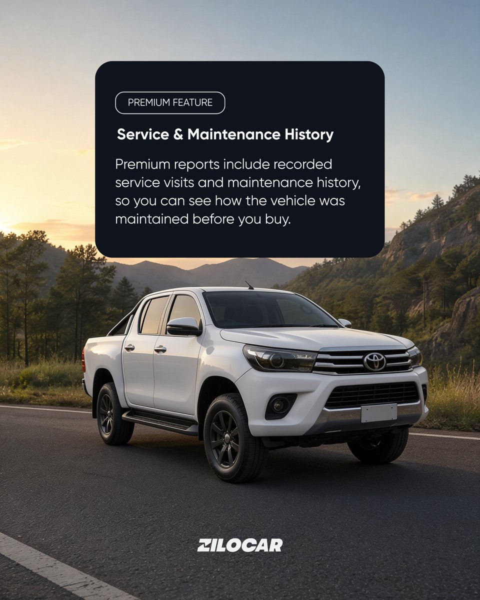 zilocar's tweet photo. Check car maintenance history by vin❕

Zilocar Premium reports now show recorded service visits. So "well maintained" is a fact, not a seller's promise.
See how the car was treated before it was yours 👇
https://t.co/B9QjaFjE3H https://t.co/zDjt9YSlQO