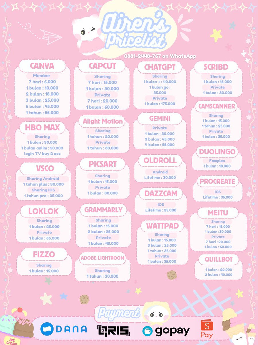 getkme's tweet photo. BISMILLAH READY APP PREM TRUSTED

💌 WA DI BIO YA

GEMINI SCRIBD DISNEY DRAKOR LOKLOK HBO CANVA NETFLIX YOUTUBE CAPCUT IQIYI VISION PICSART LIGHTROOM BSTATION MEITU AMAZON PRIME VIDIO DRAMABOX VIU YOUKU VIDEO DISNEY CHATGPT GETCONTACT DAZZCAM

pure #zonauang 4310 https://t.co/wNHoYsZUsZ