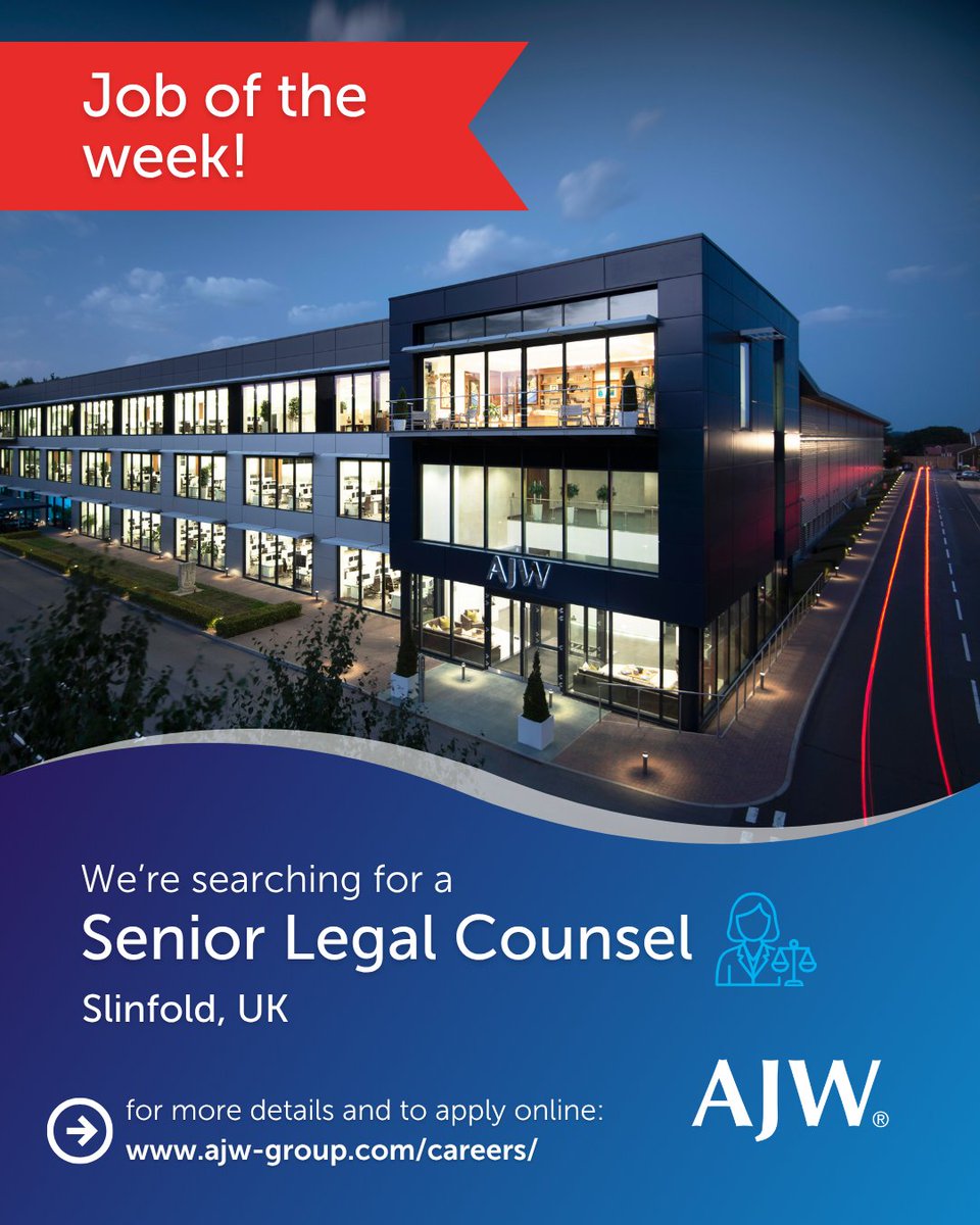 AJW_Group's tweet photo. ✈️ Job of the Week | Senior Legal Counsel
Ready to take your legal career to new heights?

We're looking for a Senior Legal Counsel to join our Legal team.

👉 Apply online today: https://t.co/lsqzAldFjZ

#WeAreAJW https://t.co/mzqfSSxVL9
