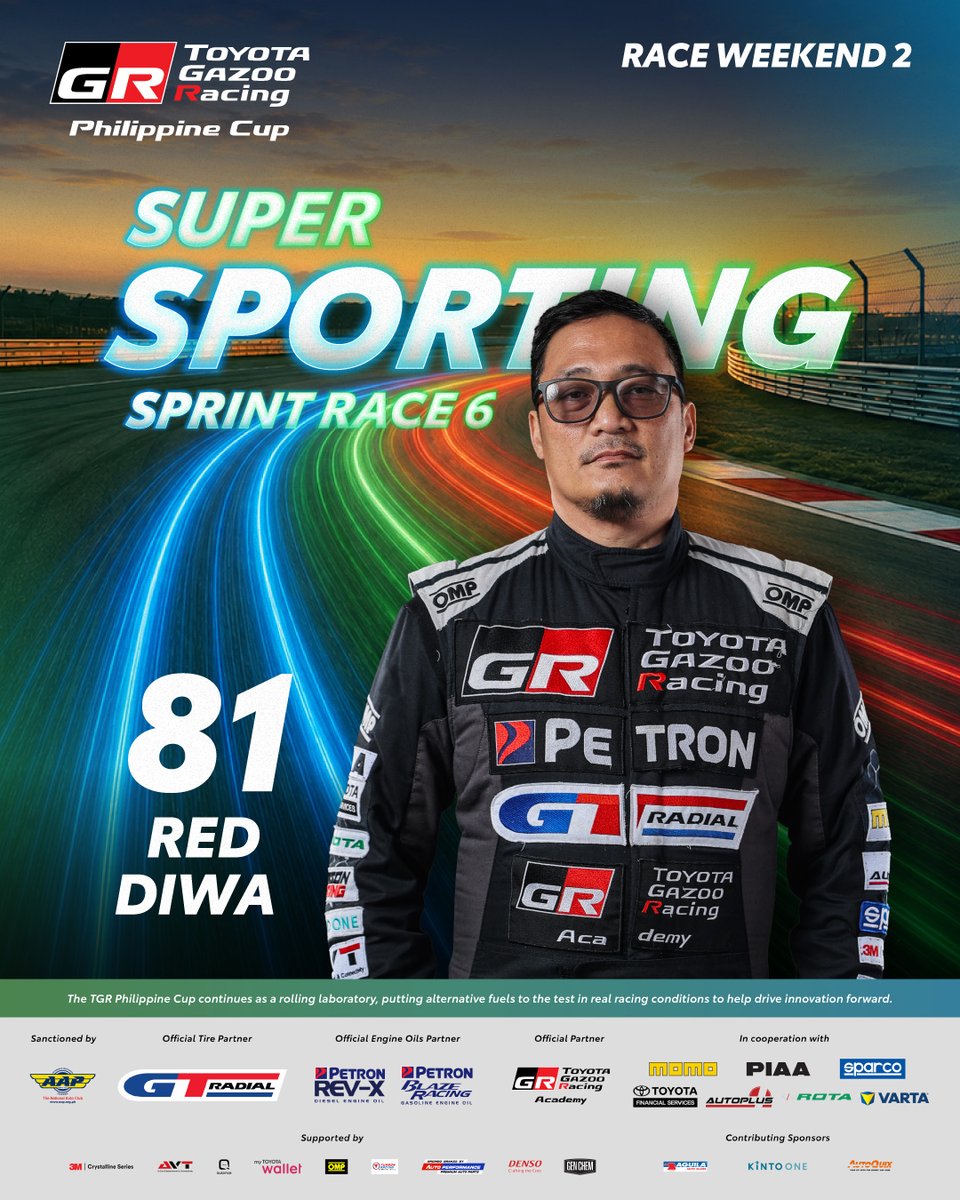 TGRPhilippines's tweet photo. Your Super Sporting Sprint Race 6 Winners 

🥇Red Diwa
🥈Joaquin Garrido
🥉Michael Bryan Co

#TGRPhilippineCup2026 #TOYOTAGAZOORacing #PushingTheLimitsForBetter #TGRPhilippines https://t.co/ItEgnAKOHj
