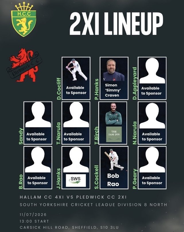pledwickcc's tweet photo. [1/7] Match-day 13! 

The 1s host Doncaster Town CC 3s in their thirteenth game of the season in the Yorkshire Cricket Southern Premier League - Division 4. 

The opposition sit 2nd bottom and 3 places below us, so it’s vital we get 12 points from this one! https://t.co/OHznXii1sb