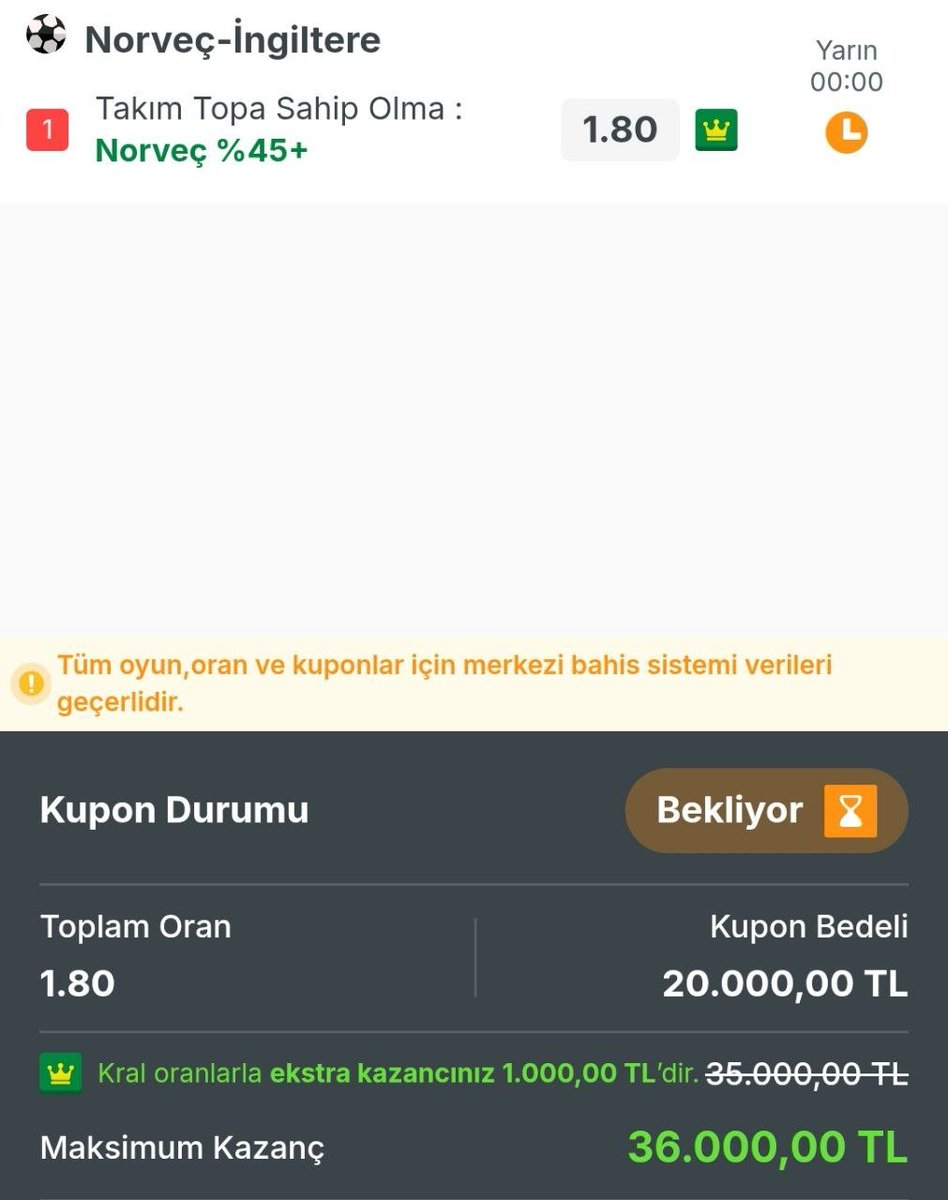 Kuponiso's tweet photo. Norveç - İngiltere maçında oyun beklentime en çok uyan tercih bu oldu.

Kuponumu paylaşıyorum. GÜVEN 9

🔗 https://t.co/wgyVZnhDqZ https://t.co/ZOnS8ZebN3