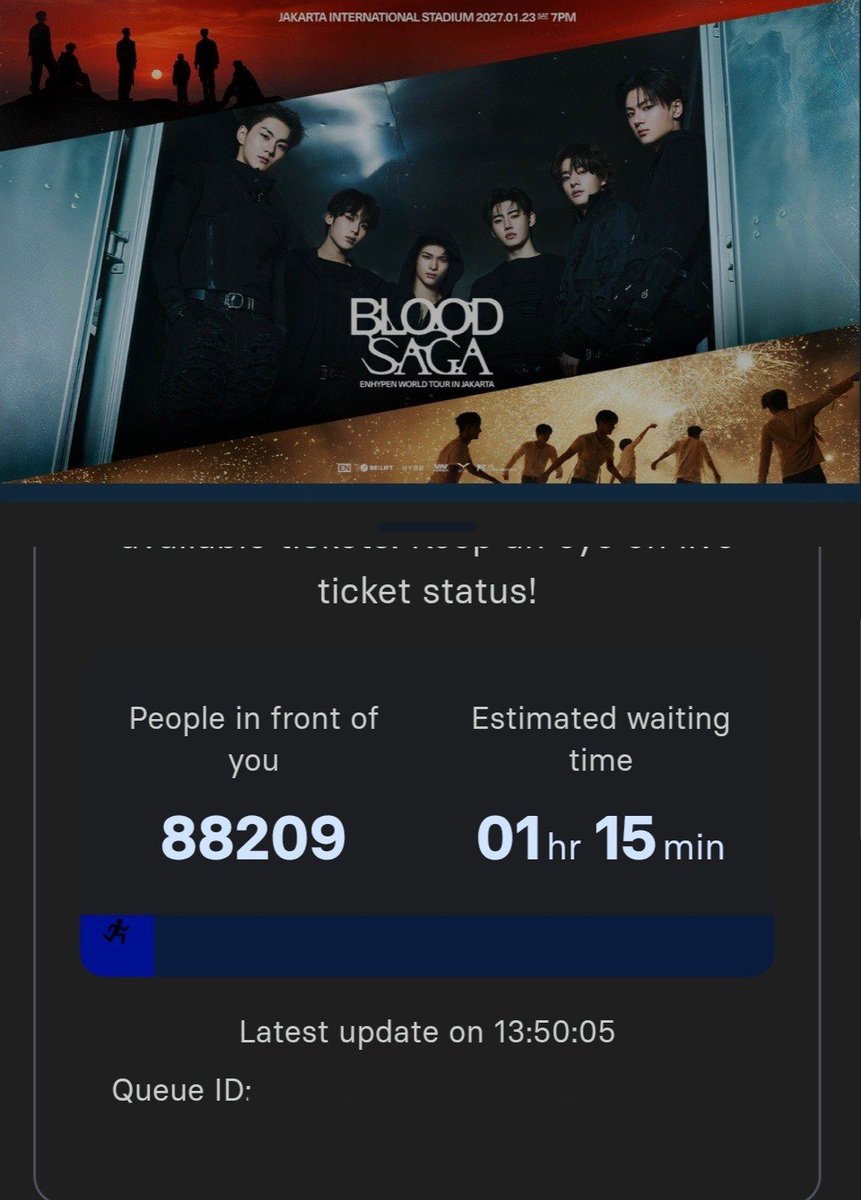 about__enhypen's tweet photo. Over 88,200 people were in queue for ENHYPEN's 'BLOOD SAGA' Membership Pre-Sale in Indonesia 🇮🇩

The group will be performing at Jakarta International Stadium, the largest stadium in the country. https://t.co/DEDkT2qbSs