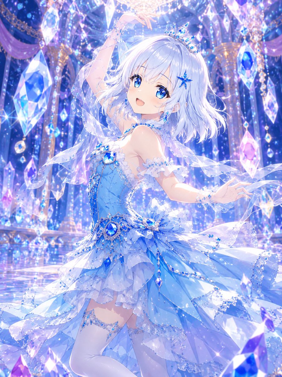 qm7ouEvgma98374's tweet photo. 『A princess with jewel-like beauty dances in a world of jewels.（宝石のような美しさを持つ姫君が、宝石の世界で舞い踊る。）』
（宝石シリーズ動画タイトルより）

リボンがないと誰なのか😓
#宝石シリーズ #AIillustration #ffith_works https://t.co/JkqwItD1nb
