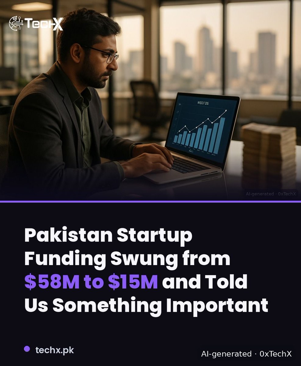 TechX_Pakistan's tweet photo. Pakistan startup funding dropped 74% in one quarter. But the real story isn't the crash 👇

#PakistanStartups #TechPk

https://t.co/zxfRHddPBp https://t.co/VWVZOdtshr