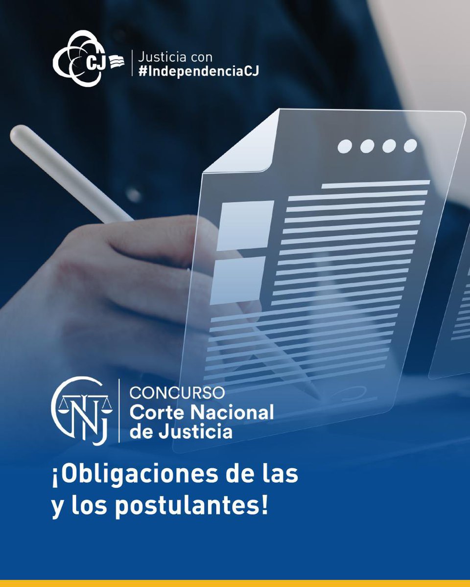 CjPichincha's tweet photo. 📔 El Reglamento del Concurso Público para la selección y designación de juezas y jueces de la   @CorteNacional establece los compromisos que asumirán las y los postulantes para que el proceso se desarrolle con orden y transparencia. 

#ConcursoCNJ 
#JusticiaConIndependenciaCJ https://t.co/iBeuM6P60D