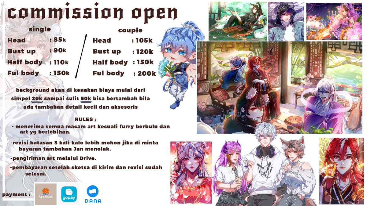 mikaela_inochi's tweet photo. First time open commission di x bisa langsung DM untuk tanya2 soal commis kalo kurang jelas.
#commissionopen #commissionㅤ https://t.co/mDQ0Kzyg5A