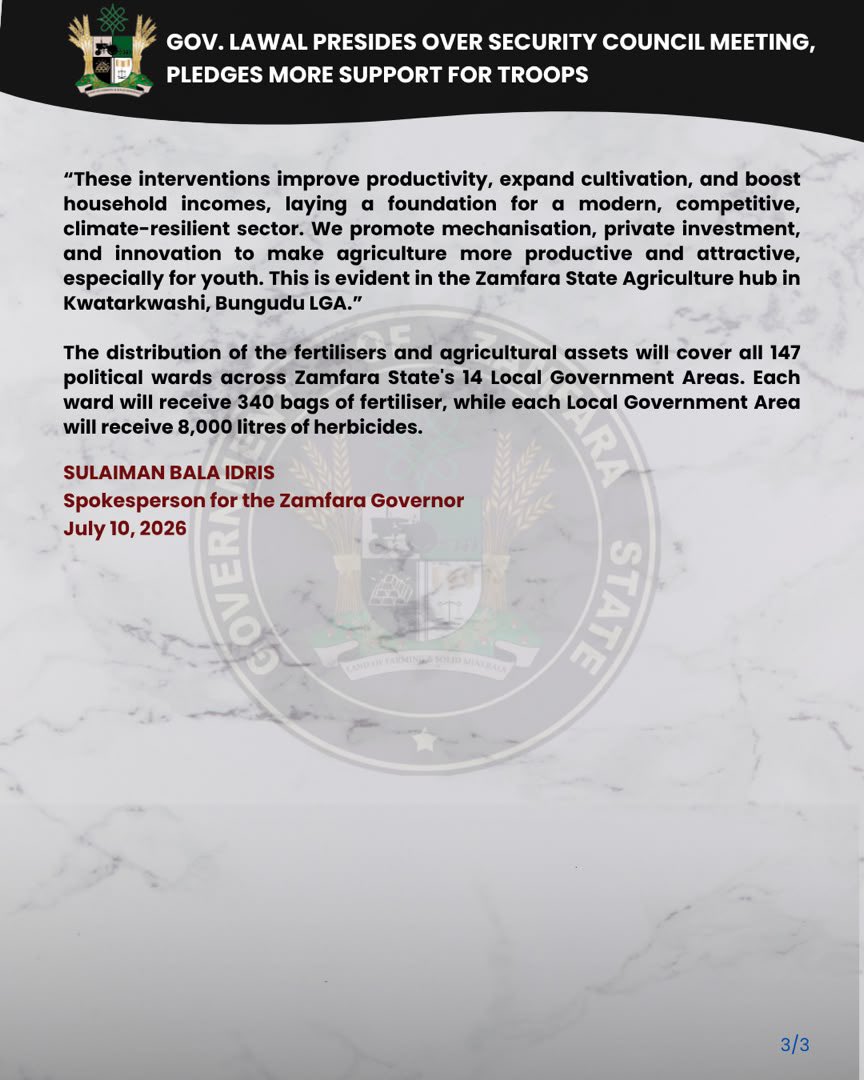 SaniWasa94238's tweet photo. GOVERNOR LAWAL DISTRIBUTES 72,000
FREE BAGS OF FERTILISER, CHEMICALS, AND EQUIPMENT TO ZAMFARA FARMERS https://t.co/kbc1rgNqqQ
