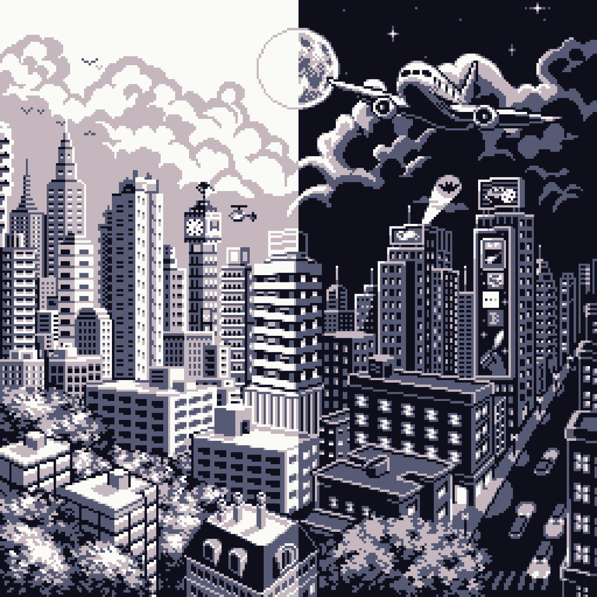 design_sb1's tweet photo. Day 1067: Day/Night on @basepaint_xyz . I drew a daytime cityscape 🏙️. My goal was to give each building a unique structure. I also tried to add more details and correct shading. A lot of great work has been done so far, and already excited to see the final result! https://t.co/otuZeL53g4
