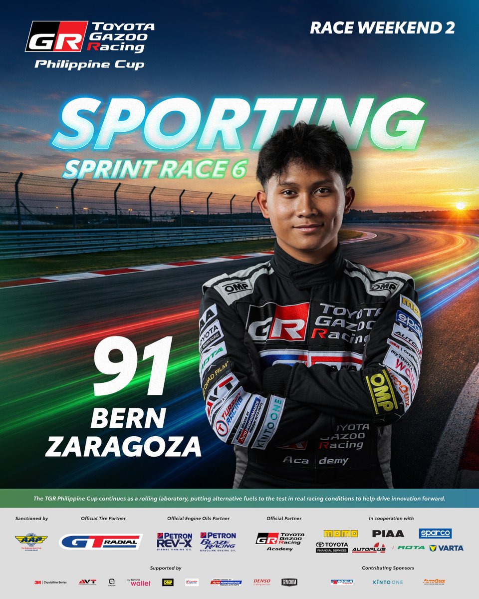 TGRPhilippines's tweet photo. Your Sporting Sprint Race 6 Winners 

🥇Bern Zargoza
🥈Julia De Los Angeles
🥉Joshua David Marquez

#TGRPhilippineCup2026 #TOYOTAGAZOORacing #PushingTheLimitsForBetter #TGRPhilippines https://t.co/xtsqnepuWx