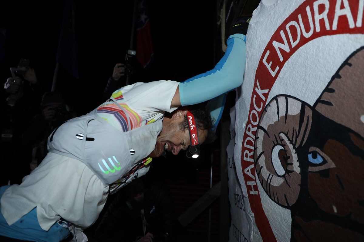 iRunFar's tweet photo. Ludovic Pommeret wins the 2026 Hardrock 100 in 21:11:36 to set a new overall course record. He set the previous record of 21:33:06 in 2024.

Here’s our pre-race interview with Ludo: https://t.co/d3AprP7PvI

Photos: iRunFar/Bryon Powell https://t.co/rymSmy6Plq