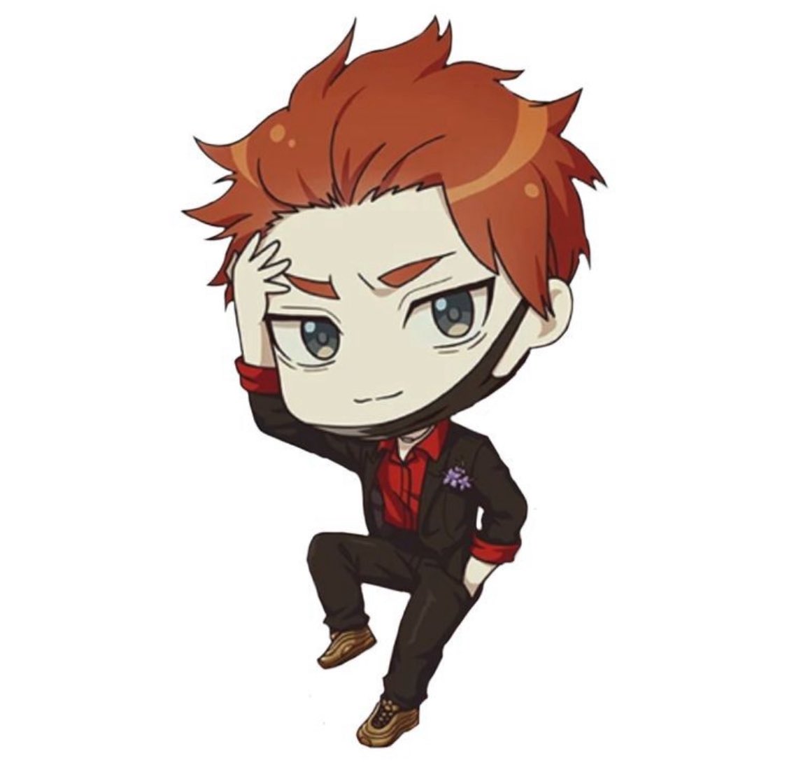 _pazumin's tweet photo. there’s something endearing about chibifuu not being able to reach to pull back his hair like in the og so he just looks really dumb holding his forehead like that https://t.co/HE1Onyr0xW